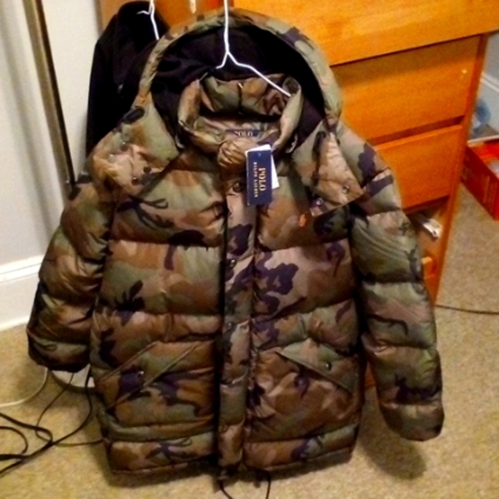 Men’s Polo Ralph Lauren Camo Puffer Parka Jacket, new with tags $498 jacket